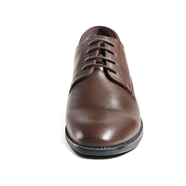 Men's Classic Vegan Leather Plain Toe Formal Oxfords - DARK BROWN - 3
